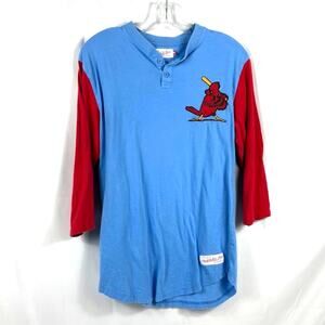 St Louis Cardinals M Mitchell & Ness Henley 3/4 sleeve MLB Cards